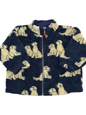 Hartstrings Fleece Jacket Boys 4T Navy Blue Full Zip Yellow Lab Dog Coat